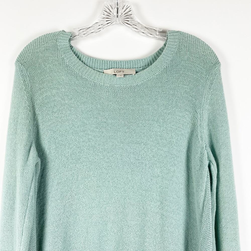 Loft Mint Green Split Back Cable Knit Sweater Pul… - image 4